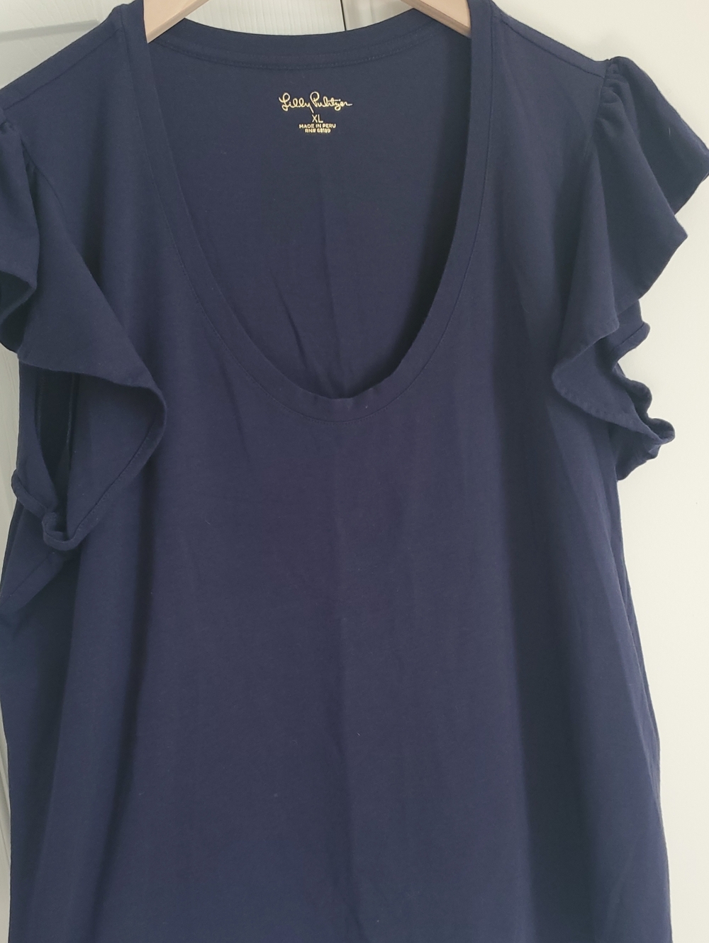 Lilly Pulitzer Ruffle Sleeve Tee XL Navy
